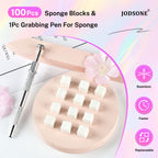 JODSONE 100PCS Soft Nail Sponges Tool with 1PCS Grabbing Pen Professional Accessories Manicure Salon Supplies for Nail Art Gradient Designs Blush Nail Art
