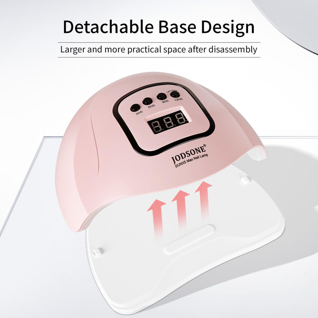 JODSONE Pink U V Nail Lamp for Gel Nail Polish Manicure Light with 4 Timers & Automatic Sensor Nail Dryer Curing LED Light