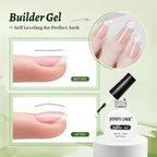 JODSONE 3Pcs 10ml Top Coat Base Coat Builder Gel Set – No Wipe Gel for Strengthening Thickening and Nail Extension Requires U V Lamp Curing