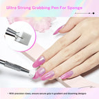 JODSONE 100PCS Soft Nail Sponges Tool with 1PCS Grabbing Pen Professional Accessories Manicure Salon Supplies for Nail Art Gradient Designs Blush Nail Art