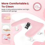 JODSONE U-Shaped White Manicure Arm Rest for Nails Tech with Rotating 360°Built-In Phone Holder and Adjustable Nail Arm Rest Detachable Manicure Hand Rest for Salon Design