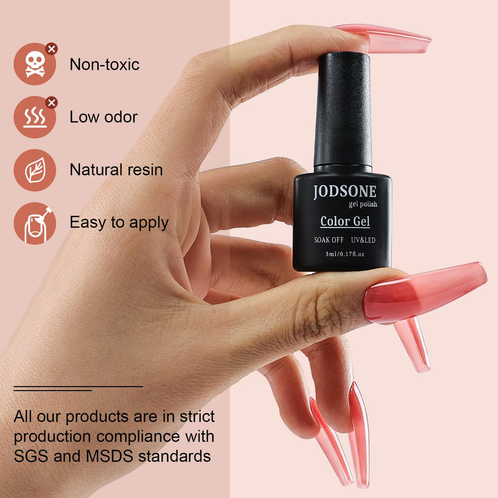 JODSONE 36 Pieces Easy to Apply Gel Nail Polish Kit with U V Light Base Coat Top Matte Glitter Gel Polish for Salon and Home Use