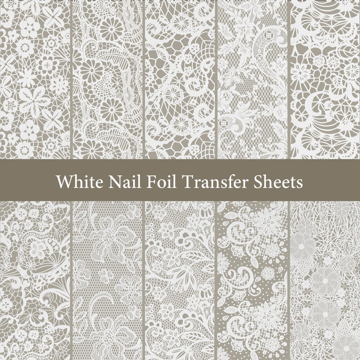 JODSONE 20 Rolls Lace Nail Foils, Black and White Lace Nail Art Transfer Sheets, Must Be Used with Nail Foil Glue, Transfer Foils for Manicure Salon & Home Use (Not Self-Adhesive Stickers)