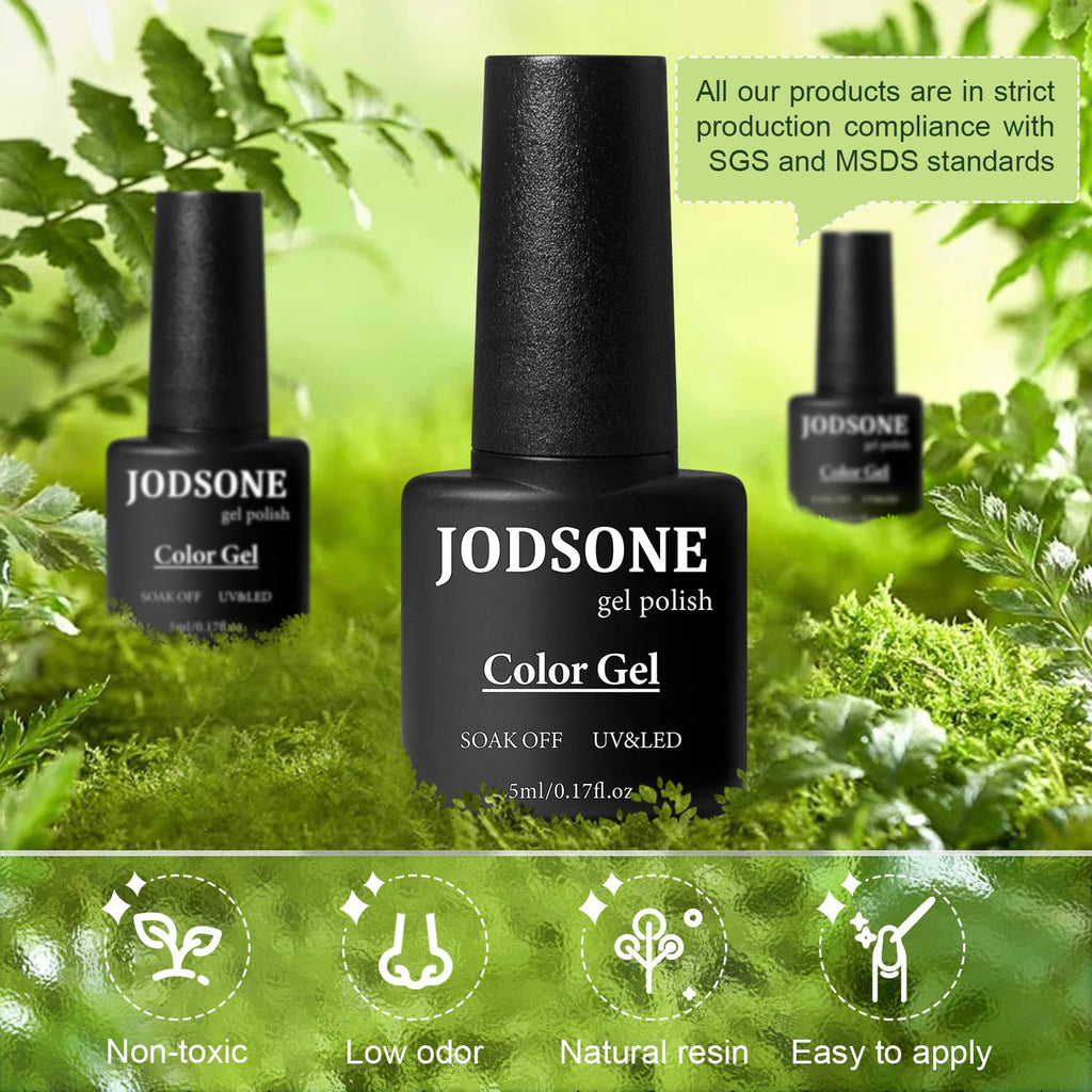 JODSONE 60 PCS Gel Nail Polish Kit with U V Light 55 Colors Gel Polish Base Top Coat Manicure Gifts
