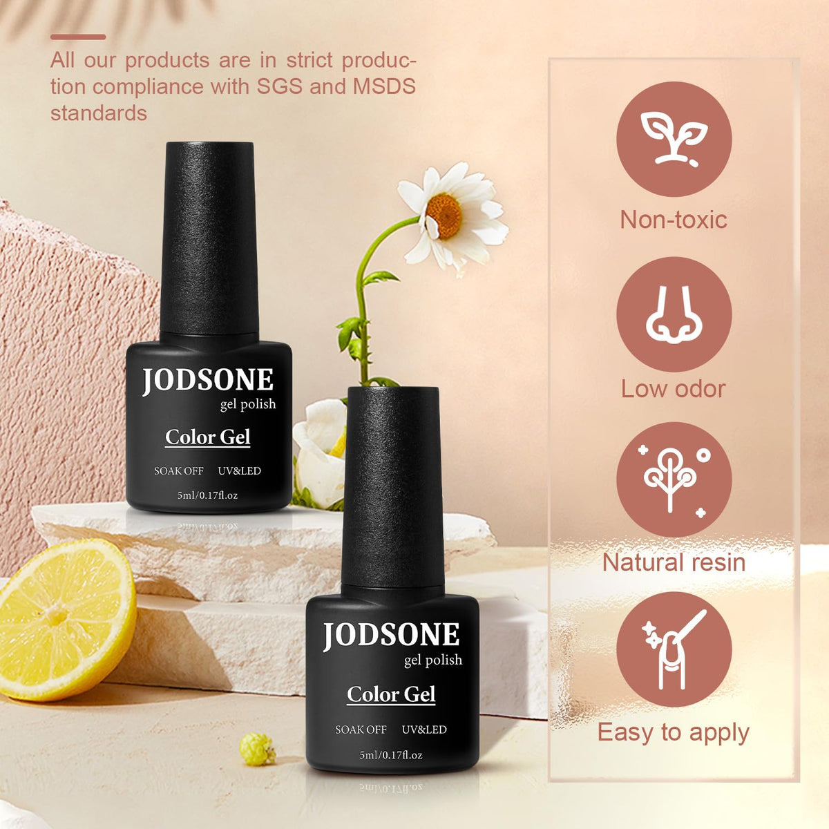 JODSONE Gel Nail Polish Kit with U V Light 32 Color Soak Off Base&Top Glitter Coat Gel Polish for DIY Manicure Lovers