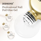 JODSONE Nail Foil Glue 16.5ml, Hema-free Foil Transfer Gel, High Adhesion Clear Gel, Easy Application, Helps Transfer Fine Pattern Details, Pairs With Compatible Nail Foils, DIY And Salon Use