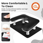JODSONE U-Shaped Black Manicure Arm Rest for Nails Tech with Rotating 360°Built-In Phone Holder and Adjustable Nail Arm Rest Detachable Manicure Hand Rest for Salon Design (Includes Black Nail Mat)