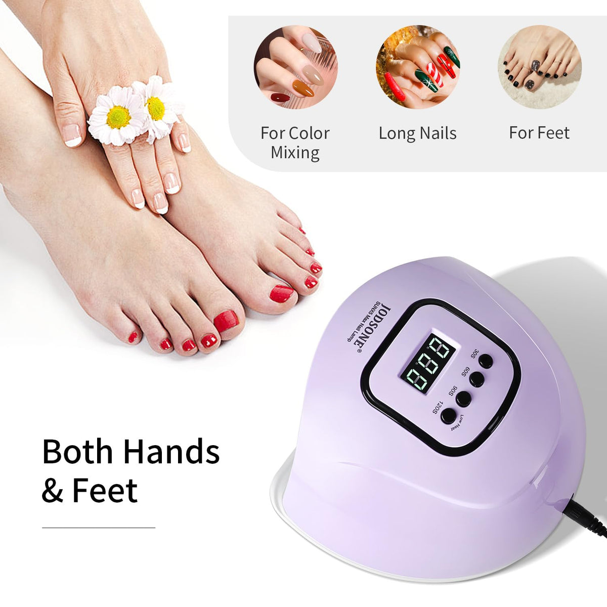 JODSONE U V LED Nail Lamp, Nail Dryer for Gel Polish with Led Light with Automatic Sensor & 4 Timers Purple