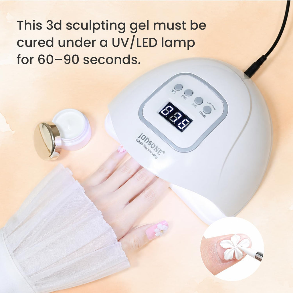 JODSONE White 3D Gel Nail Art Sculpting Gel Non-Sticky Molding Gels for Nails Solid U V LED Soak Off Gels Polish for Carving Molding and Building