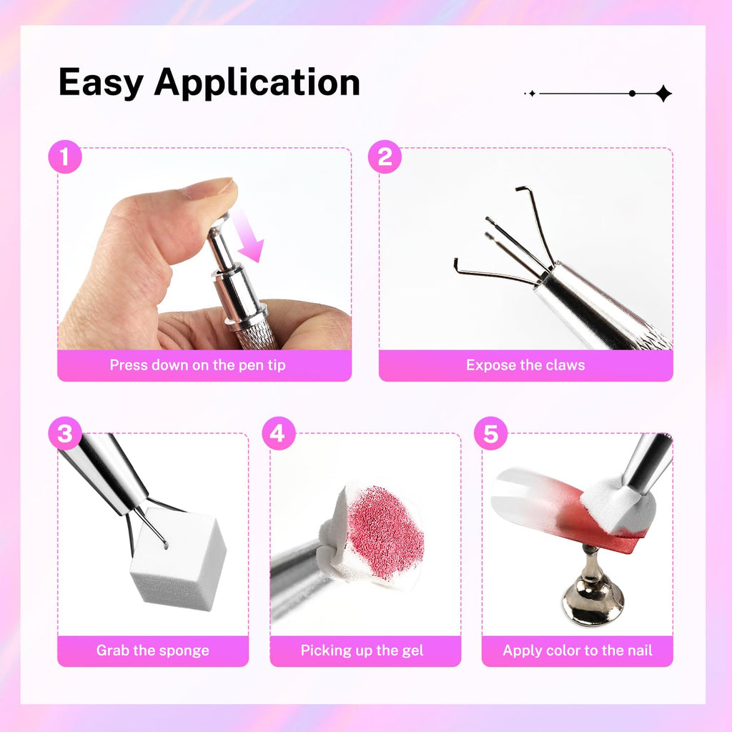 JODSONE 100PCS Soft Nail Sponges Tool with 1PCS Grabbing Pen Professional Accessories Manicure Salon Supplies for Nail Art Gradient Designs Blush Nail Art