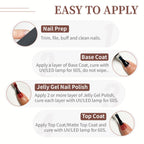 JODSONE 23PCS Gel Nail Polish Set 20 translucent Jelly Color Natural and Elegant Long Lasting Suitable for Home and Salon