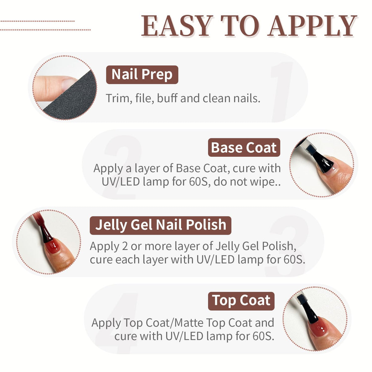 JODSONE 23PCS Gel Nail Polish Set 20 translucent Jelly Color Natural and Elegant Long Lasting Suitable for Home and Salon