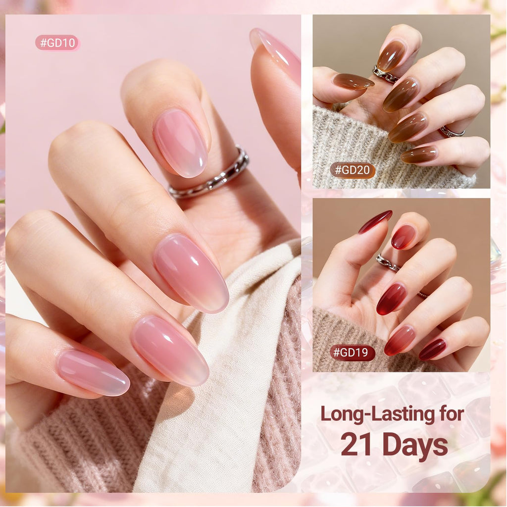 JODSONE 36Pcs Jelly Gel Nail Polish Kit 32 Colors with U V Light Crystal Transparent Classic Color 4 Functional Gel for All Seasons