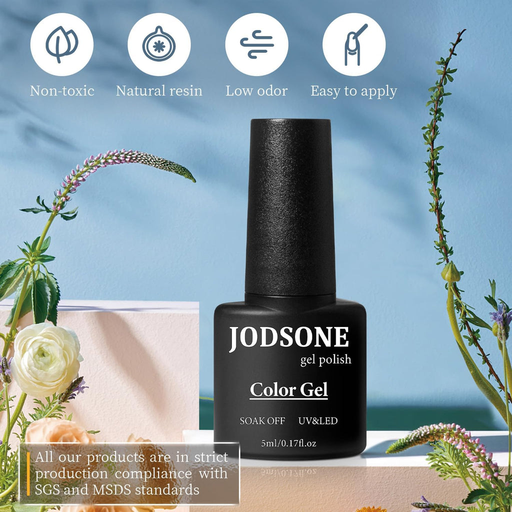 JODSONE 60 PCS Gel Nail Polish Set All Seasons No Wipe Base Coat Matte Glossy Top Coat Nail Gel Polish Kit for Starter Manicure DIY at Home Enjoy Fun