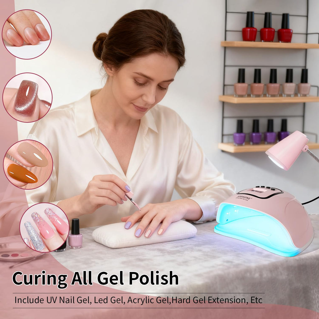 JODSONE Pink U V Nail Lamp for Gel Nail Polish Manicure Light with 4 Timers & Automatic Sensor Nail Dryer Curing LED Light