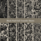 JODSONE 20 Rolls Lace Nail Foils, Black and White Lace Nail Art Transfer Sheets, Must Be Used with Nail Foil Glue, Transfer Foils for Manicure Salon & Home Use (Not Self-Adhesive Stickers)