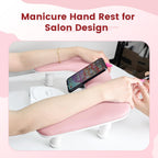 JODSONE U-Shaped White Manicure Arm Rest for Nails Tech with Rotating 360°Built-In Phone Holder and Adjustable Nail Arm Rest Detachable Manicure Hand Rest for Salon Design