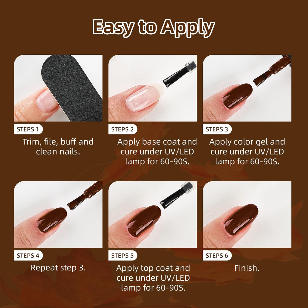 JODSONE 36Pcs Autumn Gel Nail Polish Set 32 Colors with 4 Functional Base Coat Glitter & Matte Top Coat Nude Brown Gel Polish Set for Salon at Home DIY Nail Art