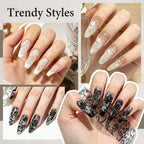 JODSONE 20 Rolls Lace Nail Foils, Black and White Lace Nail Art Transfer Sheets, Must Be Used with Nail Foil Glue, Transfer Foils for Manicure Salon & Home Use (Not Self-Adhesive Stickers)