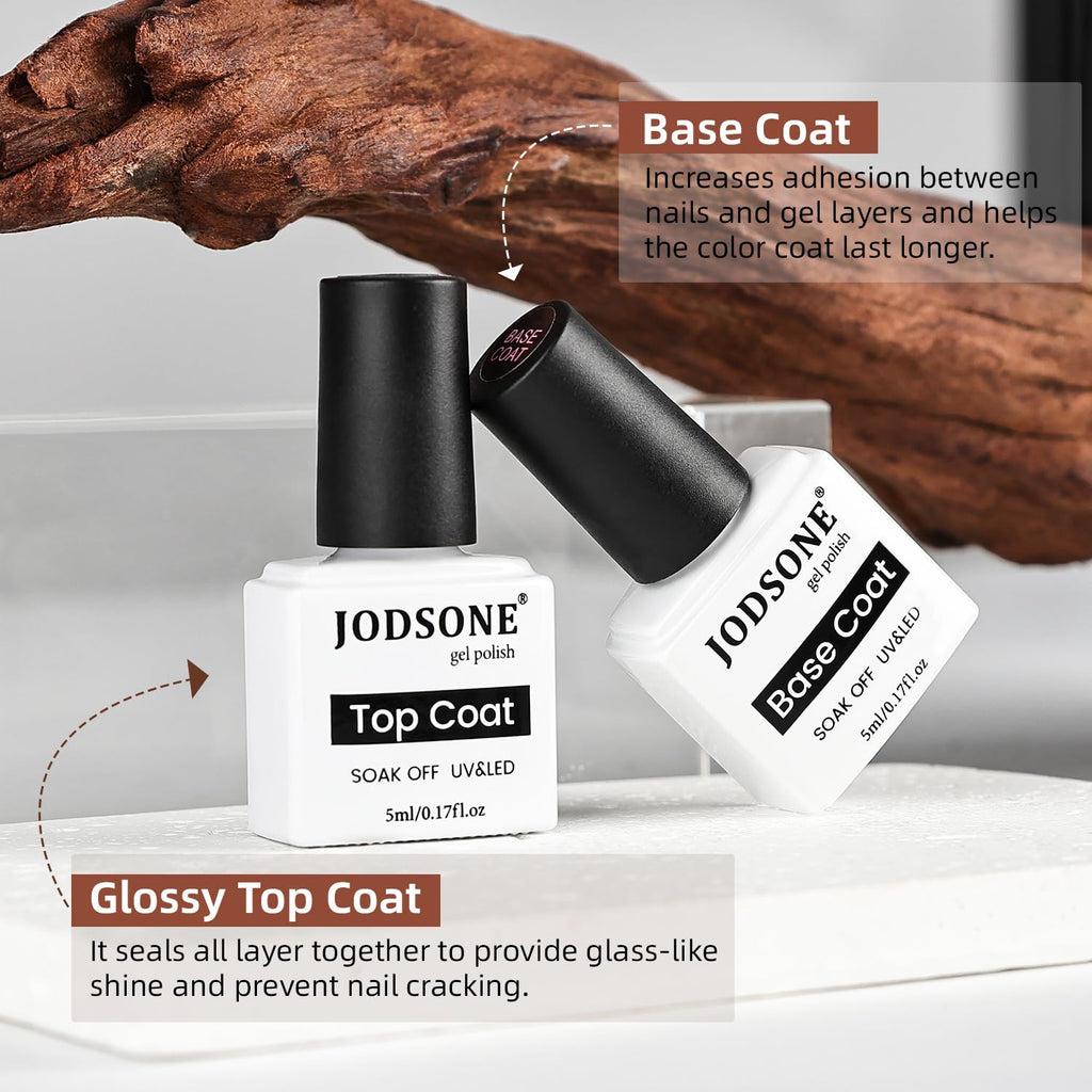 JODSONE 10 Colors Gel Nail Polish Set with Base Coat & Top Coat White Pink Purple and Red Gel Polish for All Seasons Women's Holiday Gift