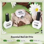JODSONE 3Pcs 10ml Top Coat Base Coat Builder Gel Set – No Wipe Gel for Strengthening Thickening and Nail Extension Requires U V Lamp Curing