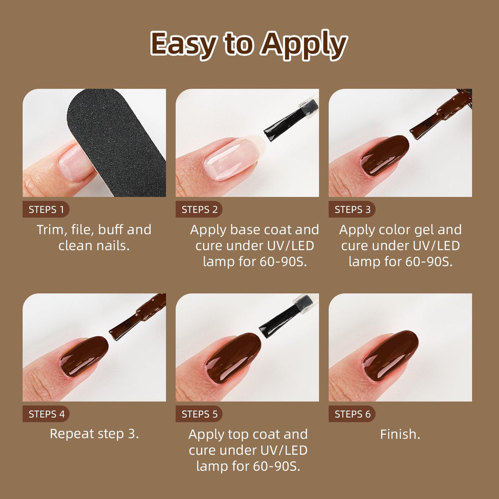 JODSONE 36Pcs Full-Color Gel Nail Polish Kit with U V Light 32 Color Autumn Beige Nude Brown Chocolate Caramel with Base & Top Matte Glitter Coat4 Functional Gel All Seasons for DIY Nail Art at Home
