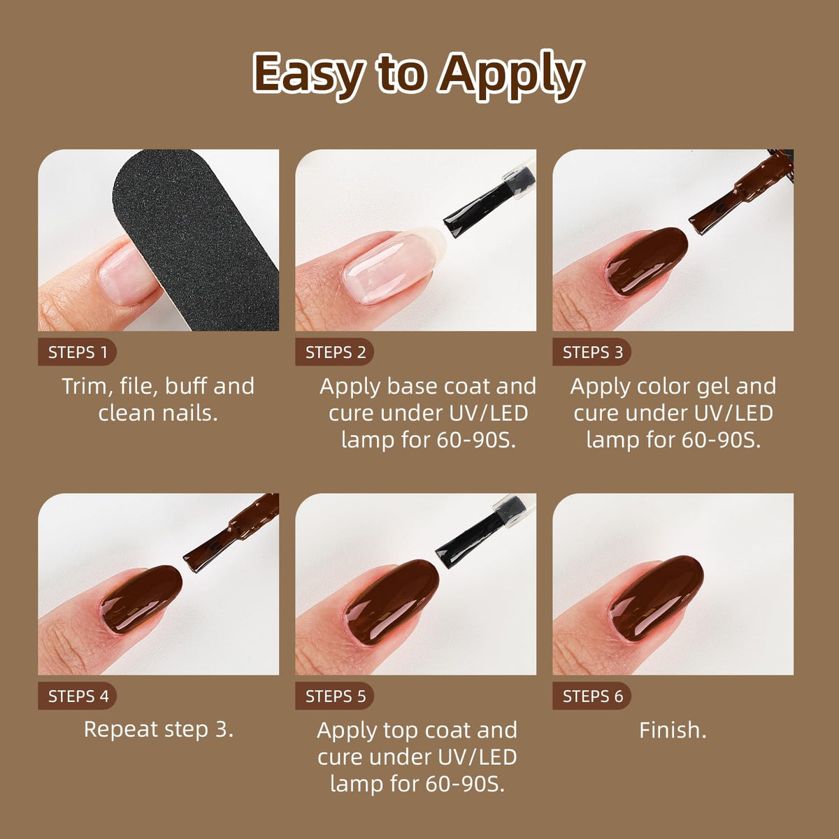 JODSONE 36Pcs Full-Color Gel Nail Polish Kit with U V Light 32 Color Autumn Beige Nude Brown Chocolate Caramel with Base & Top Matte Glitter Coat4 Functional Gel All Seasons for DIY Nail Art at Home