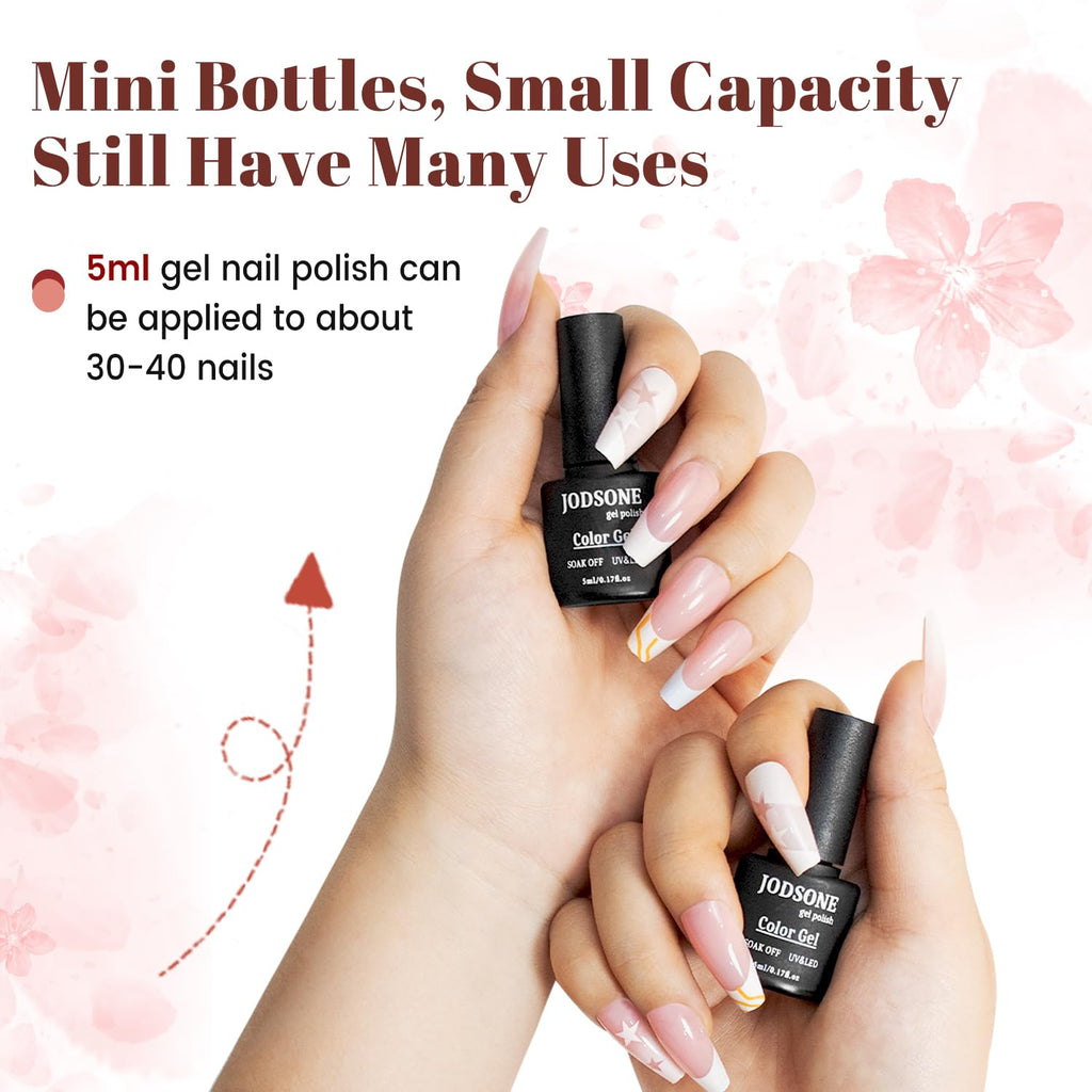 JODSONE 23 PCS Gel Nail Polish Set with Base Glossy and Matte Top Coat Multicolored Gel Nail Long Lasting Suitable for All Seasons