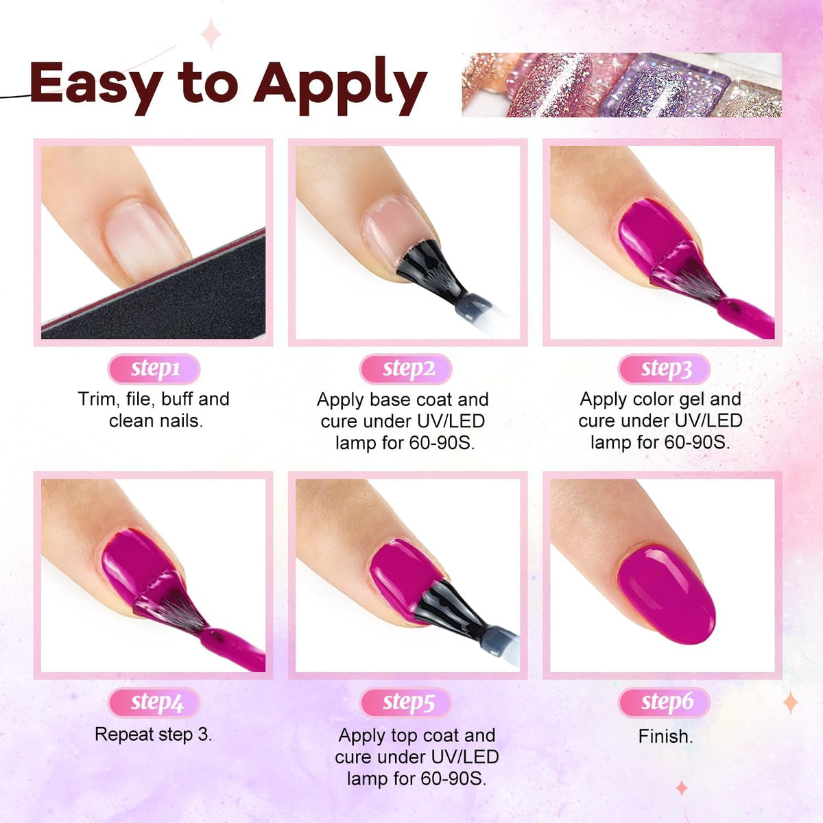 JODSONE 100 PCS Gel Nail Polish Starter Kit with U V Light 95 Colors Macarons Combined with Dark Colors Nail Gel No Wipe Base Coat Top Matte Coat Long Lasting Shine