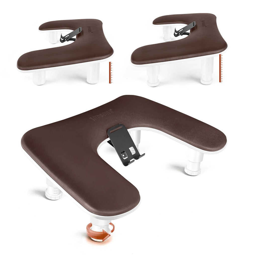 JODSONE U-Shaped White Manicure Arm Rest for Nails Tech with Rotating 360°Built-In Phone Holder and Adjustable Nail Arm Rest Detachable Manicure Hand Rest for Salon Design